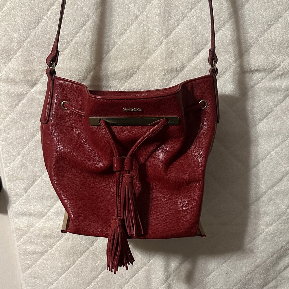 Red Leather Bucket Bag